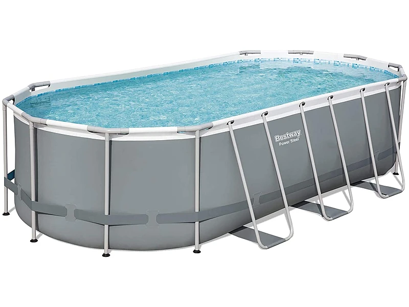 Bestway 56710 Power Steel Oval (549x274x122 cm, Depuradora de cartucho Con Cobertor y Escalera)
