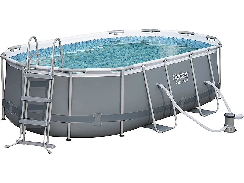 Bestway 56620 Power Steel Oval (427x250x100 cm, Depuradora de Cartucho, multicolor)