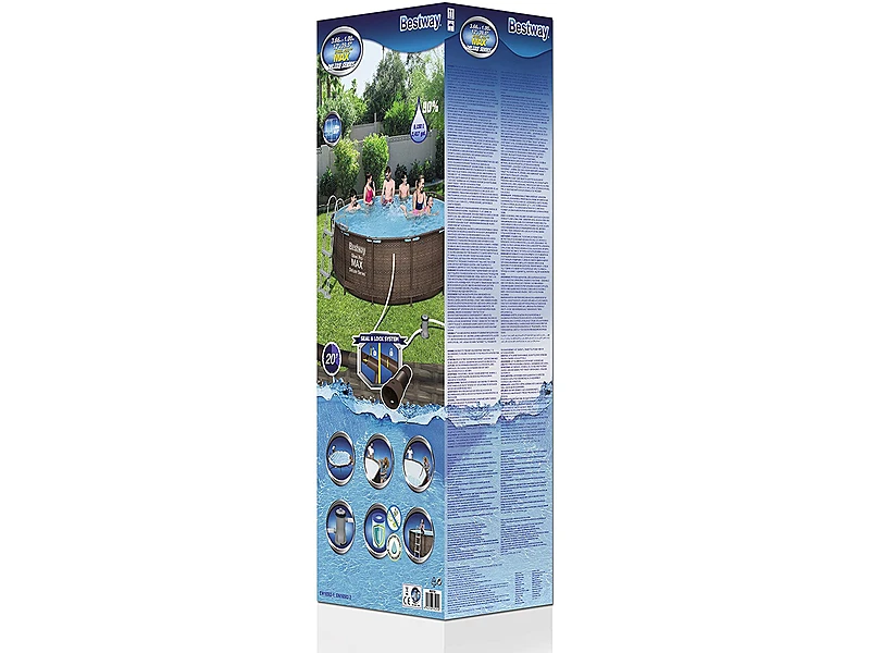 Bestway Power Steel Deluxe 56709-GS19 (366x100 cm, con Marco de Acero Estable en Juego Completo, ratán)