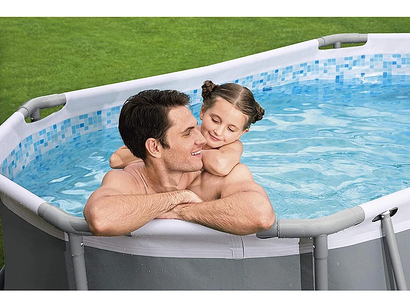 Bestway 5614A Power Steel Oval (305x200x84 cm, con Depuradora Cartucho, Multicolor)