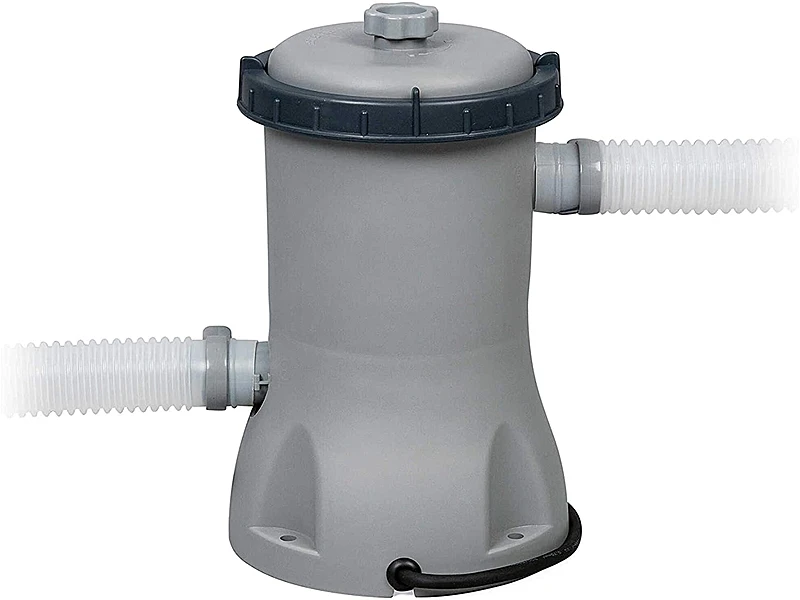 Bestway Power Steel 1056722GSX21 (412x201x122 cm, Juego Completo con Bomba de Filtro, Cuadrada, Gris)