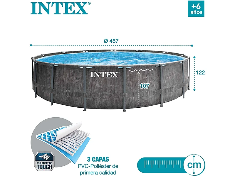 Intex 26742NP (457x122 cm, con depuradora cartucho, filtro tipo A, Greywood)