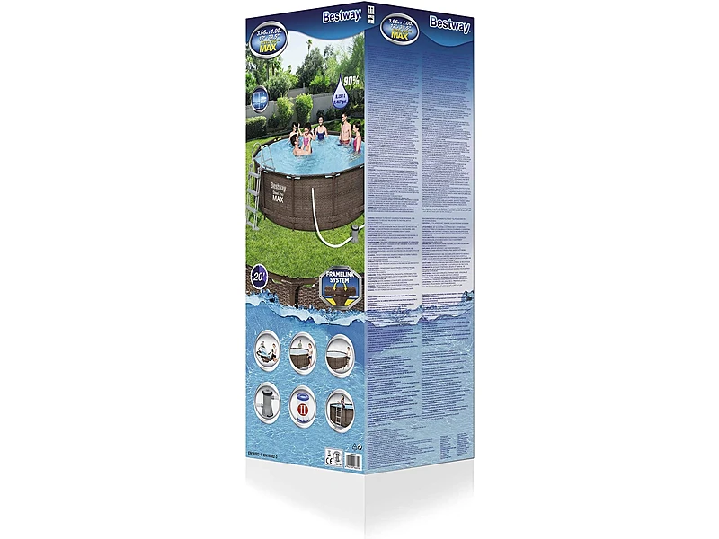 Bestway Steel Pro Max 1056709GSX20 (366x100 cm, con depuradora de cartucho, Diseño Rattan)