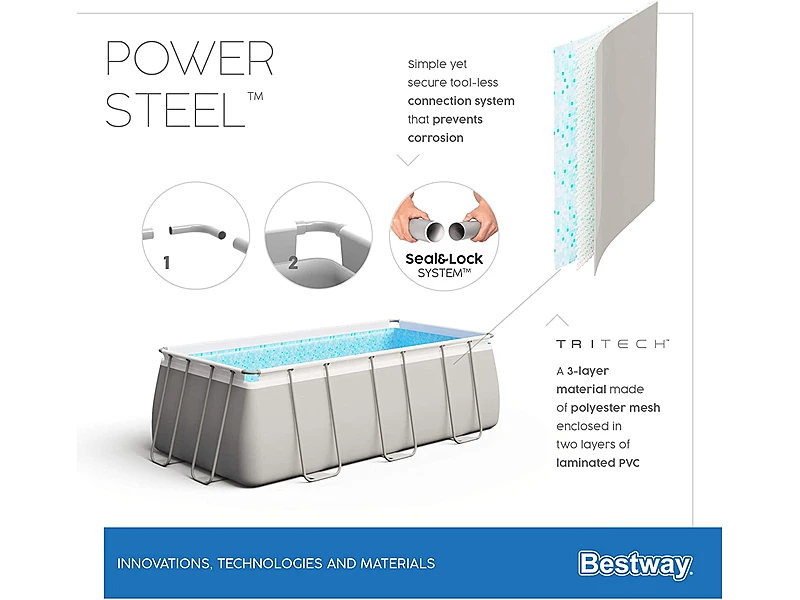 Bestway Power Steel 56456-GS18 (412x201x122 cm, con Depuradora Cartucho y Escalera)