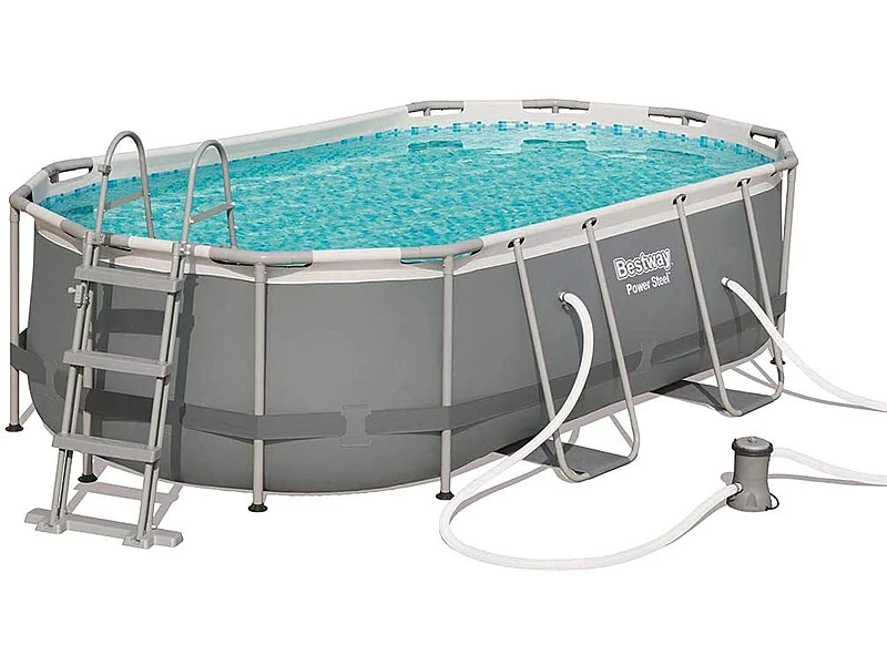 Bestway 956620 Power Steel Oval (427x250x100 cm, Depuradora de Cartucho)