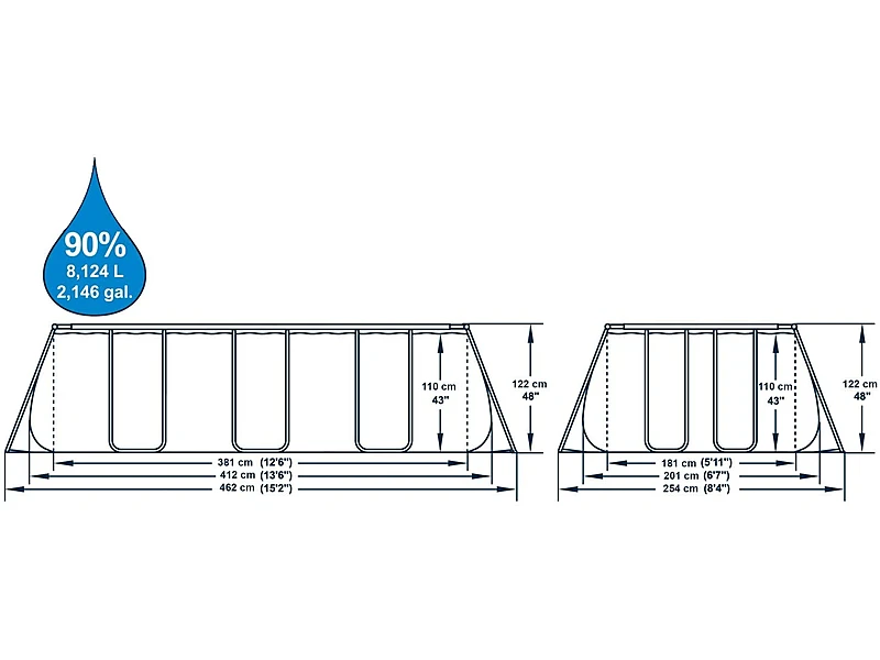 Bestway 56722C Power Steel (412x201x122 cm, con Depuradora Cartucho con Escalera, Ratán)