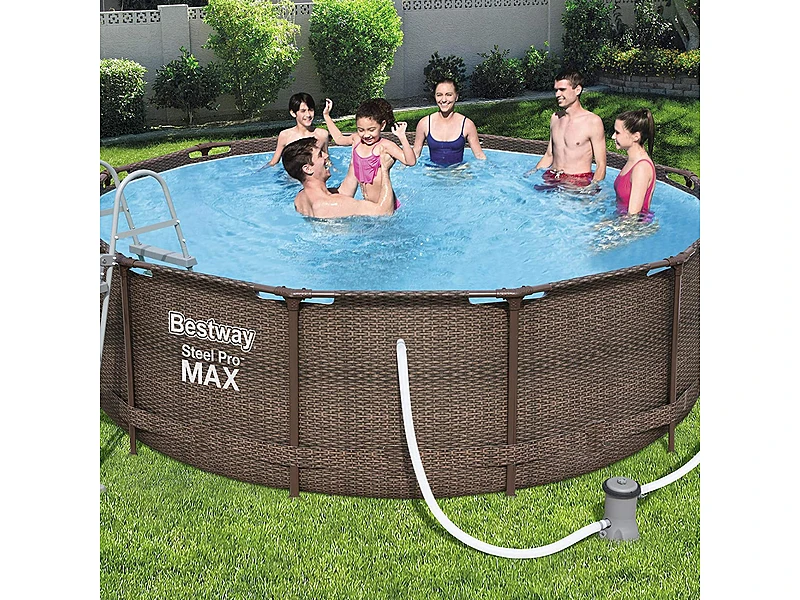 Bestway Steel Pro Max 1056709GSX20 (366x100 cm, con depuradora de cartucho, Diseño Rattan)