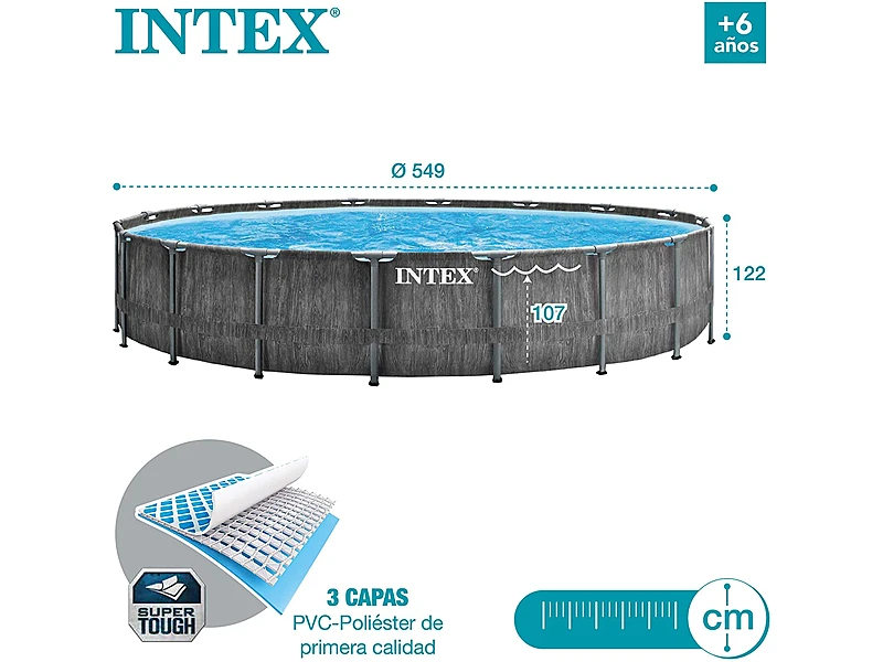 Intex 26744NP (549x122 cm, con depuradora, filtro tipo A, Greywood)