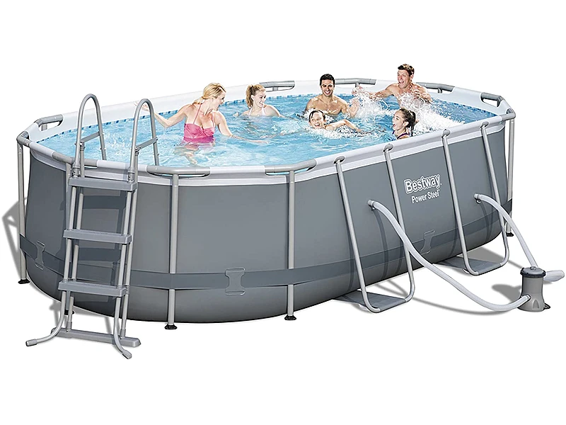 Bestway 56620 Power Steel Oval (427x250x100 cm, Depuradora de Cartucho, multicolor)