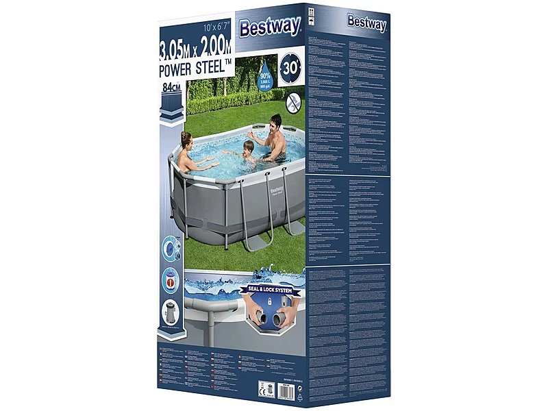 Bestway 5614A Power Steel Oval (305x200x84 cm, con Depuradora Cartucho, Multicolor)