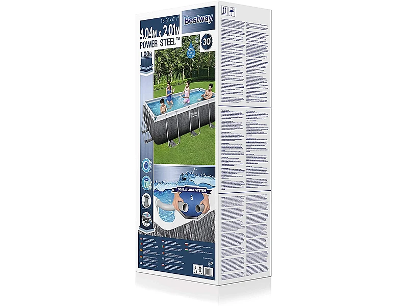 Bestway 56721-GS19 Power Steel Deluxe (404x201x100 cm, con Marco de Acero Estable, Juego Completo, Aspecto de ratán)