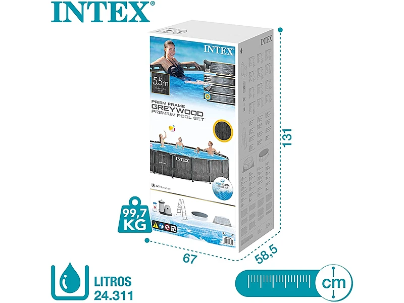 Intex 26744NP (549x122 cm, con depuradora, filtro tipo A, Greywood)
