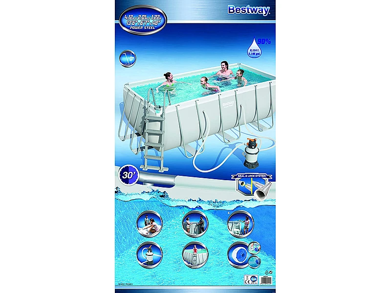Bestway 56457 (412x201x122 cm, con depuradora de arena de 3.028 litros/hora)