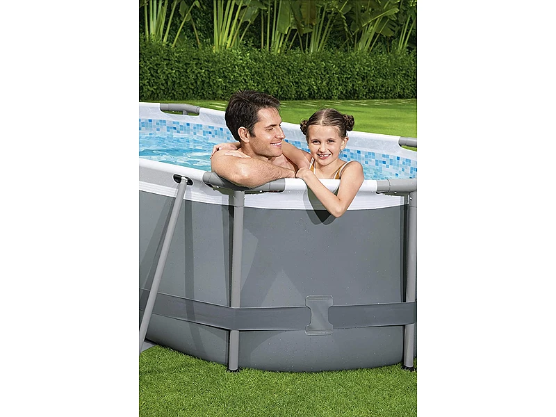 Bestway 5614A Power Steel Oval (305x200x84 cm, con Depuradora Cartucho, Multicolor)